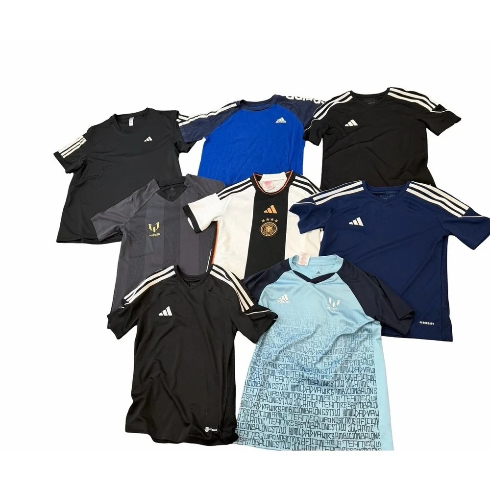 Adidas Boys Youth Small 9-10 LOT Soccer Tee T Shirt Athletic Messi Short Sleeve